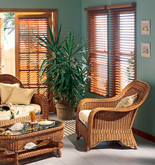 Northern Heights 2 1/2" Shutter Style wood blind shown in White Cotton