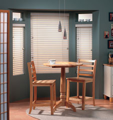 Design Basics 2" wood blind shown in color Designer White