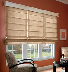 Bali® Fiddlestix Roman Shade shown in color Fennel