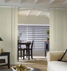 Satin Stripe Sliding Panel shown in colour Cream