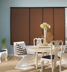 Bali Resonance Sliding Panel shown in colour Tiger with 2" Edge Bindings in Chestnut