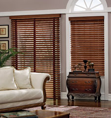 Traditions 2" wood blind shown in colour Dark Cherry