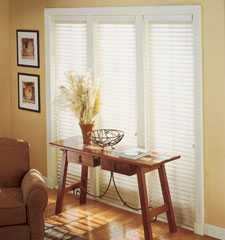 Crystal Lake composite faux wood blind shown in colour Snowflake