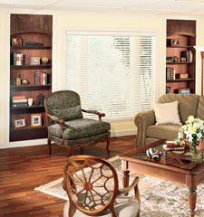 Lake Forest faux wood blind shown in colour Coconut