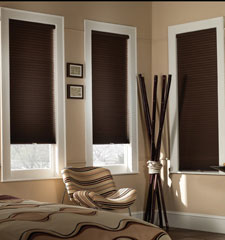 Blackout Cordless cellular shade shown in colour Chocolate